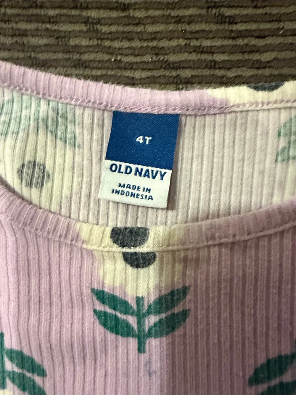 Old Navy Lavender Floral Ribbed Long-Sleeve Dress